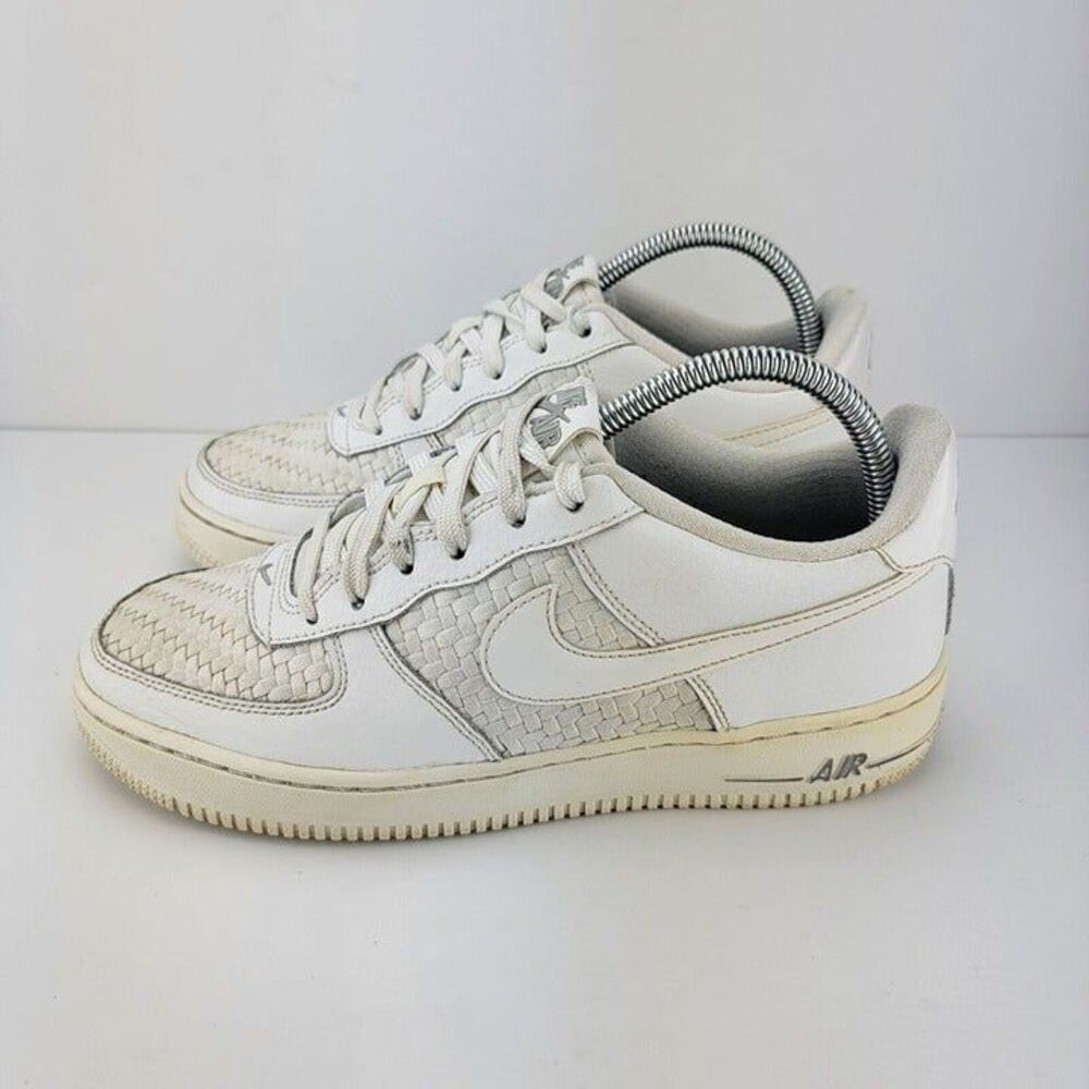 Nike Womens Size 8 Youth 6.5 Air Force 1 Low LV8 Summit White Woven Shoes Traine